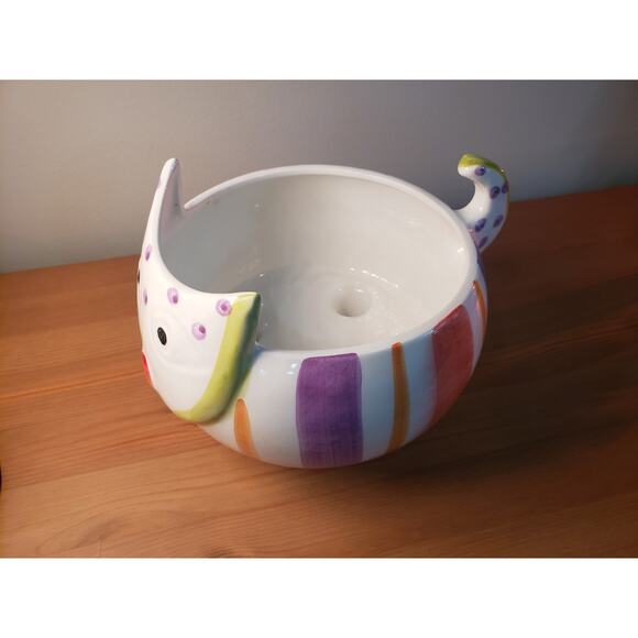 Vintage Ceramic Pop Art Cat Planter Made In Portugal 5" Tall 9" Long. - Picture 2 of 6